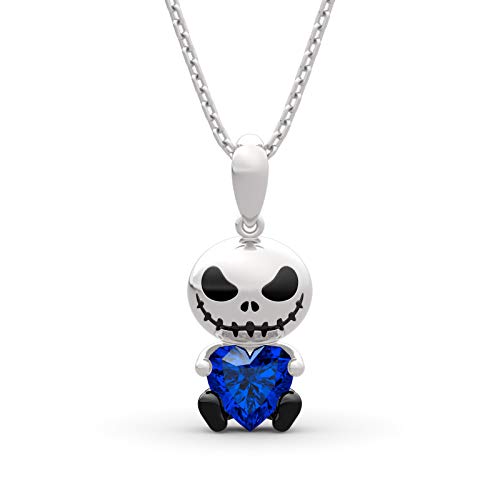 Image of Jeulia Hug Me Love Confession Skull Heart Cut Sterling Silver Necklace for Women Wife Girlfriend Engagement Wedding Anniversary or Birthday Christmas With Jewelry Box