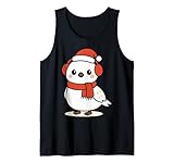 Personaje navideño Kawaii de Perdiz Blanca con Forma de pájaro de Invierno Camiseta sin Mangas