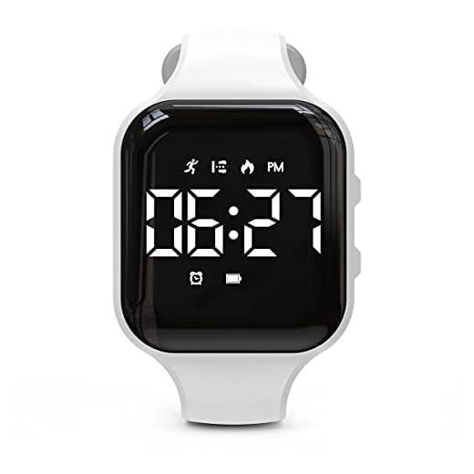 Non-Bluetooth Led Fitness Tracker Watch,Digital Pedometer Watch,with Step Counting/ Distance/ Calories/Stopwatch/Alarm Clock, Great Gift for Kids Teens Girls Boys Xmas (Square - White)