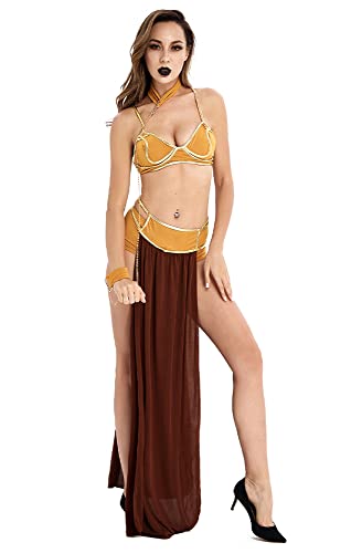 Image of Ulalaza Women's Cosplay Costume Cleopatra Greek Goddess Ancient Roman Warrior Uniform Outfit for Halloween Party