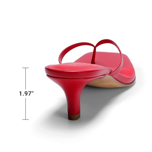 Image of DREAM PAIRS Kitten Heels for Women Flip Flop Low Heels Square Open Toe Sandals Thong 1.97 Inch Heeled Sandals for Summer Vacation