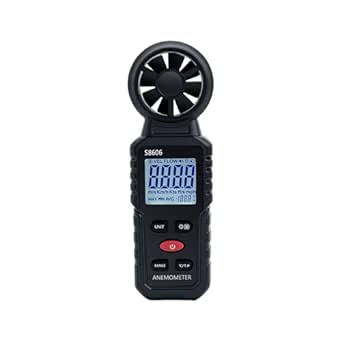 Mcbazel Anemometer, LCD Display, High Accuracy, °C and °F Display, Easy Operation, MAX/MIN/AVG Function, Anemometer Measures 1-12, Japanese Instruction Manual Included - Black