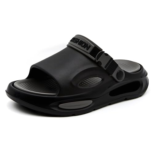 Jerzmy Cushioned Slides Mens Sandals, Ultra Comfy Men Slippers, Arch Support Man Sport Sandal with Back Strap Open Toe Shoes for Indoor Outdoor Beach Garden Travel