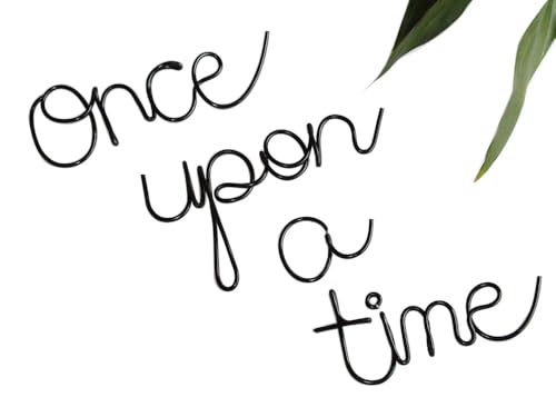 Image of Once Upon a Time Sign Nursery Wall Decor Playroom Decor Word Art Wall Decor Kids Plaques Room Decor Reading Book Nook Childrens Quotes Wall Decor Home Decor Christmas Birthday Gift (Black)