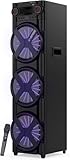 Dolphin XL-312 Triple 12' Bluetooth Speaker - 6000W High-Power Output with X-Bass, Wireless Microphone, Ideal for Karaoke, PA Systems, Parties, and DJs, 57-Inch Tall