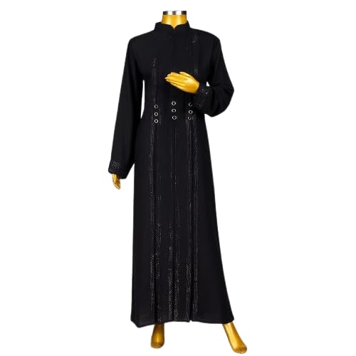 Women's Embroidered Black Abaya, Full Length Jilbab, High Neck Burkha with Loose Fit-image-5