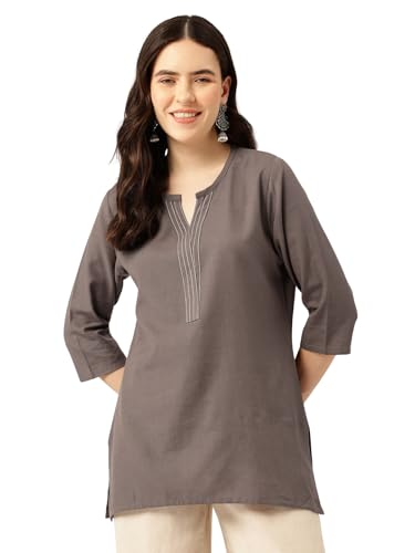 Image of Elegant Short Kurti for Women - 3 /4 Sleeves | Round Neck | (S to XXL)