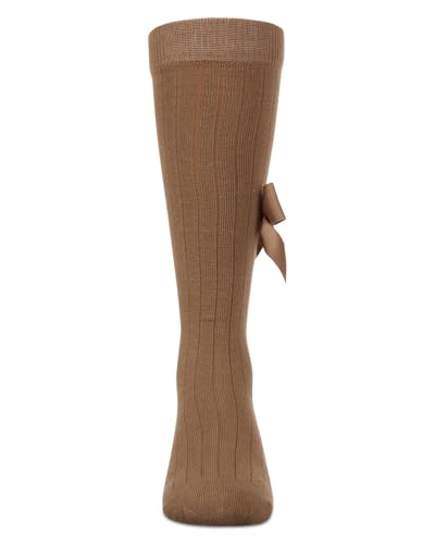 MeMoi Girls Ribbed Stretch Cotton Bow Trim Knee Sock4