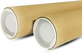 2 Pack Mailing Tubes with Caps for Poster, Artwork Storage, Shipping Blueprints, 1.5 inch x 12 inch