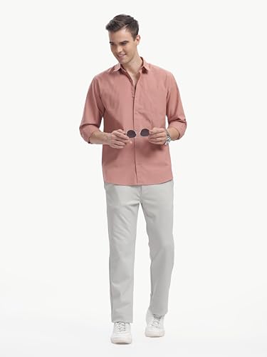 Image of Men's Cotton Linen Solid Shirt | Slim Fit Full Sleeve Casual Shirt | Lightweight | Breaethable | Stylish