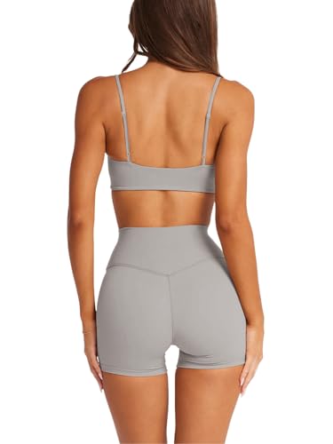Image of LASLULU Womens Adjustable Spaghetti Straps Sports Bra Square Neck Wireless Padded Workout Yoga Crop Tops