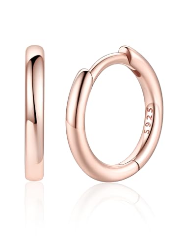 Image of Silvora 14K Gold Plated Huggie Hoop Earrings for Women, Small Sterling Silver Hoops, Hypoallergenic Cartilage Earrings for Sensitive Ears 8 /10 /12 /14 /16 /18 /20MM