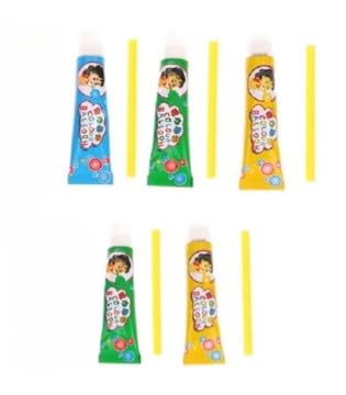 Blow Bubble Balloon with Straw (Pack of 5 Tubes), Party Birthday Gift, Great Original Bloonies Bubble Making Tubes, Bubbles DIY Crafting Childhood Nostalgia Toy.