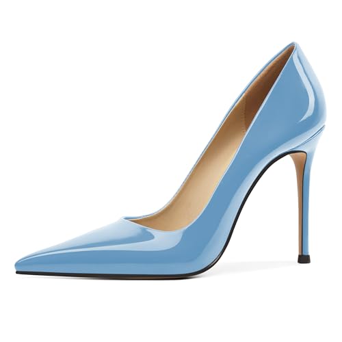 Image of Eldof Women's Classic Dress Pumps Shoes, Sexy Pointed Toe 4 inch Stiletto High Heels, Office Formal Slip On Size 5-13