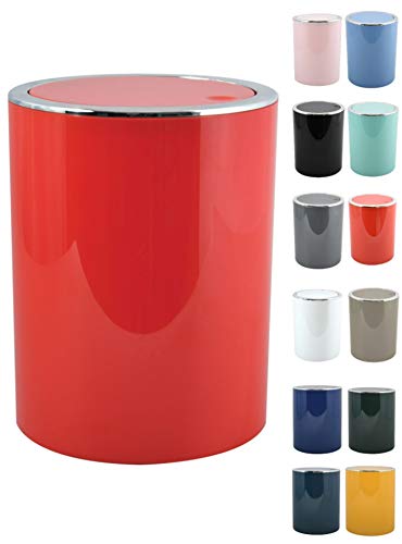 MSV Cubo de Basura 6 litros, ABS Plástico, colección KAMAKA, Color Rojo
