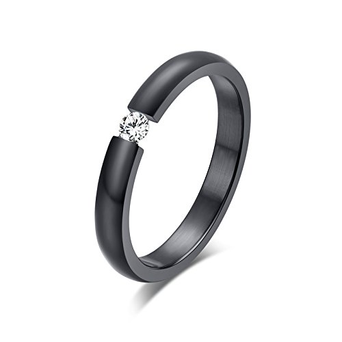 asma jewel house Stainless Steel Single CZ Engagement Proposal Ring for Women/Girls 2 Available in 2 Colors Rose Gold and Black-picture-45
