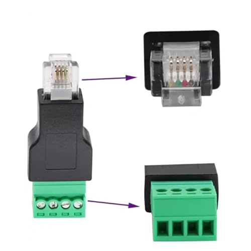 Adaptador Conector RJ11 Macho a Terminal de Tornillo 4 Pines x2 miniatura 4