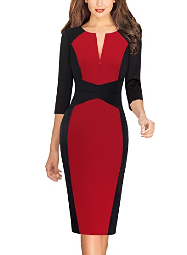 Image of VFSHOW Womens Slim Zipper Up Work Business Office Party Bodycon Pencil Sheath Dress