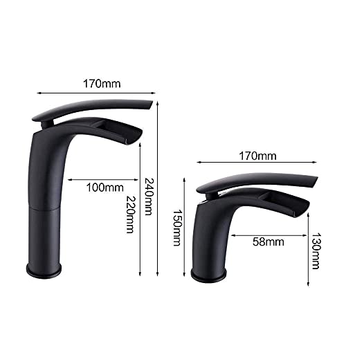 Mitigeur d'évier cascade bronze lavabo salle de bains robinet monotrou 15cm - 5