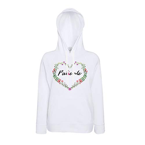 Sweat à capuche patiente imprimé frise florale et cœur mignon