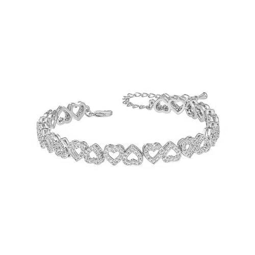 Gold Bracelets for Women Silver Clustered Tennis Bracelet for Women Heart Diamond Cuban Bracelet Fashion Jewelry for Women
