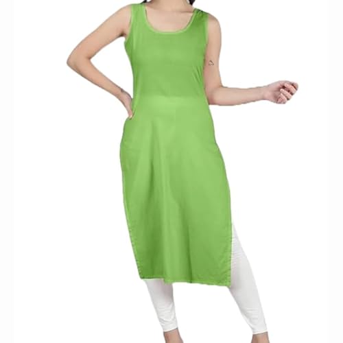 Image of Cotton Inner Slip camesoli for Women, Full Length Inner for Chikankari Kurti, Women Indoor Dress Cotton Sleeveless camesole,Holi Outfit