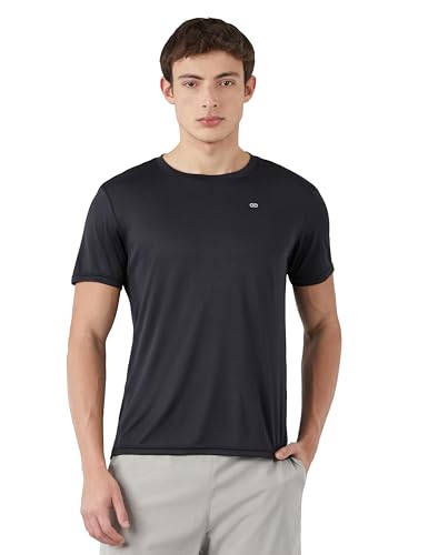 Image of Amazon Brand - Symbol Men's Solid Active Regular Fit Sports T-Shirt | Round Neck | Half Sleeve (Available in Plus Sizes)