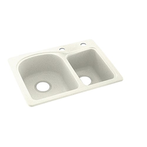Swanstone KS02518DB.018-2C 2-Hole Solid Surface Kitchen Sink, 18 x 25, Bisque