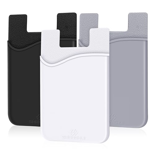 Image of SHANSHUI Card Holder for Phone Case, 3 Pack Phone Wallet Stick on Silicone Credit Card Holder Pocket Pouch Compatible for iPhone, Android & Most Smartphones
