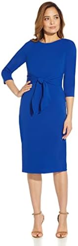 Adrianna Papell Women's Knit Crepe Tie Waist Sheath, Violet Cobalt