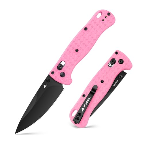 FLISSA Navaja Plegable EDC de 190mm, Navaja de Bolsillo de Acero 14C28N con Recubrimiento de Titanio Negro, Cuchillo Plegable Ligero y Compacto para Camping, Senderismo, Aventura y Viaje, Rosa