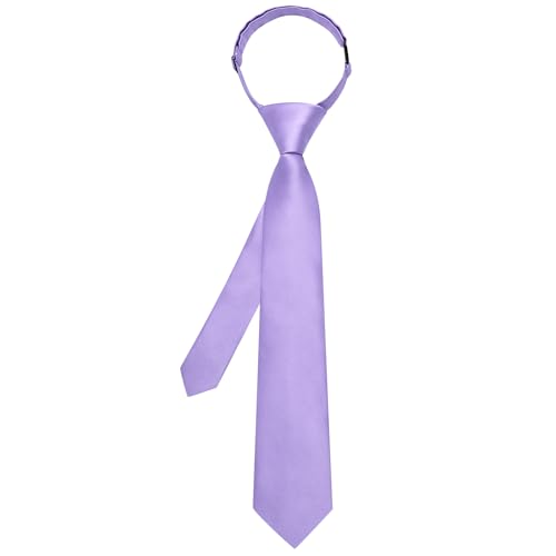 Image of Hi-Tie Pretied Boys Ties Solid Color Kids Adjustable Necktie Lapel Pin Clip Set Age 8-12 Wedding School Graduation