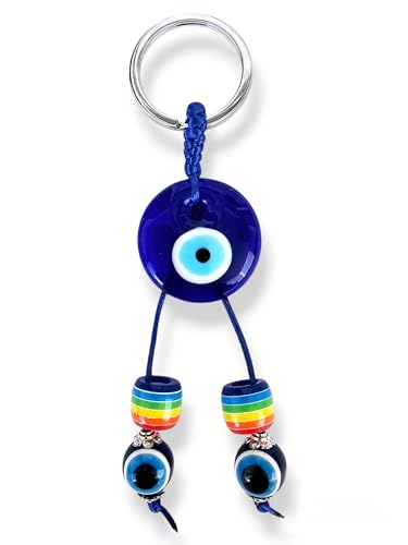 SabelAX   Ojo Turco Llavero   Amuletos de la Suerte y Proteccion   Amuleto Mal de Ojo   Llaveros Originales   Llavero Unisex para Mujer y Hombre   Llavero Coche, Casa Nueva   Arco Iris