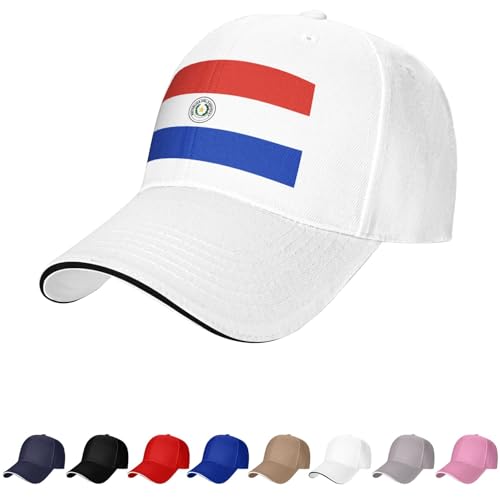 Chapeau drapeau du Paraguay Casquettes paraguayennes pour homme femme Drapeau du Paraguay Casquette de baseball Trucker Dad Hat, blanc, Taille unique