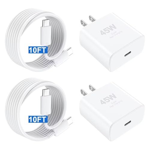 iPhone 16 Pro Max Charger Fast Charging,45W iPhone 16 Chargers USB C Super Fast Charger Block &10FT Long Type C Charger Cable Cord for iPhone 16/16 Pro/16 Pro Max/16 Plus/15/15 Pro Max,Android Phone