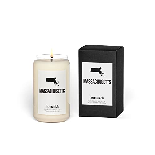 Homesick Premium Scented Candle, Massachusetts - Scents of Coffee, Apple Cider, 13.75 oz, 60-80 Hour Burn, Natural Soy Blend Candle Home Decor, Relaxing Aromatherapy Candle