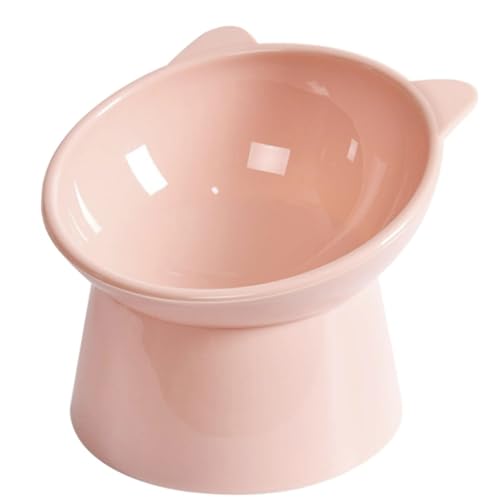 Tilted Cat Food Bowl - Whisker Friendly, Anti Vomiting, Slanted, Cat Bowl, Pink