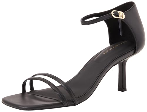 Tommy Hilfiger Sandalias con tacón Mujer Kitten Heel Leather Sandalias, Negro (Black), 40