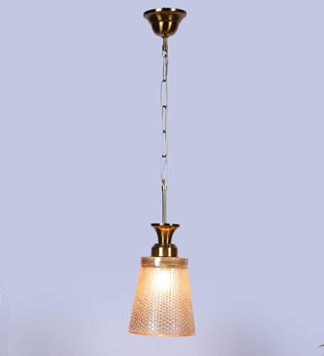 Image of ELIANTE NovaGlow Hanging Light with E27 Holder and Gold Glass Shade | | 3 Years Warranty | Free - LED LAMP