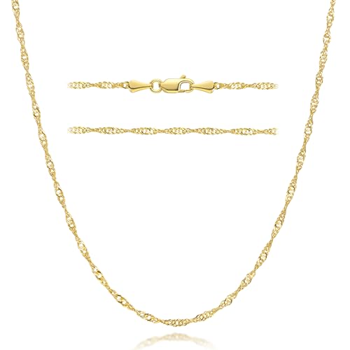 Gold Necklaces 14K Gold Chain for Mens Necklace Singapore Chain with Delicate Twist Dainty Thin Necklace for Women