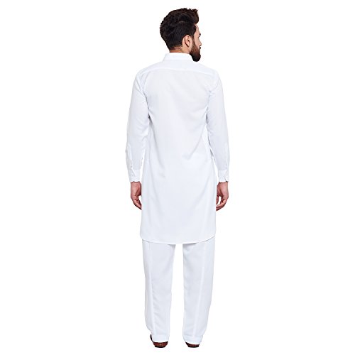 Image of SOJANYA (Since 1958 Men's Soft & Comfortable Cotton Blend Solid Pathani Set-Perfect for Eid & Holi Celebrations