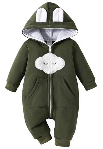 Image of First Kick Baby and Kids cotton fleece romper jumpsuit onesie sleepsuit clouds embroided