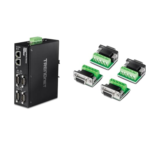 Image of Bundle:TRENDnet 4-Port Fast Ethernet Industrial Modbus Gateway, TI-M42 + TRENDnet RS232 to RS422 RS485 Converter Adapter (4- Pack), Serial Port Data Converter, TI-S400