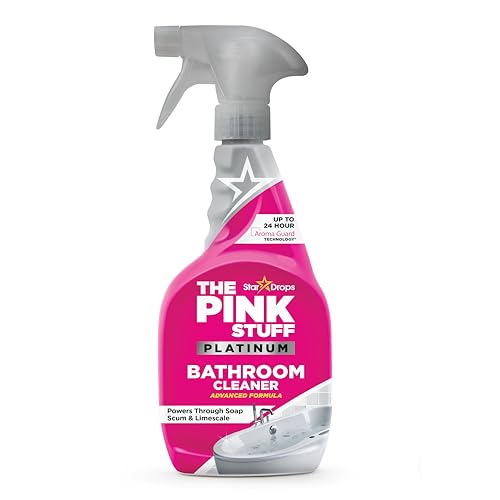 The Pink Stuff Platinum Bathroom Foam Cleaner Spray 750ml - Limescale Soap Scum & Grime Remover with AromaGuard 24hr Freshness - For Sinks Showers Tiles Glass and More