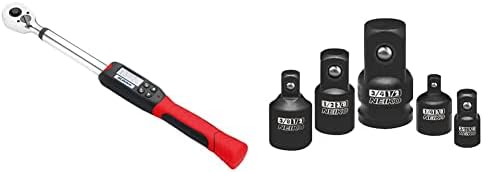 ACDelco ARM601-4 1/2” (14.8 to 147.5 ft-lbs.) Heavy Duty Digital Torque Wrench & NEIKO 30249A Impact Adapter and Reducer Set | 5 Piece | Standard SAE Socket Adapter Sizes, 1/4, 3/8, 1/2"