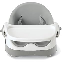 Trona Tixi Mamas & Papas Asiento elevador Baby Bud para comidas, bandeja extraíble, arnés, asiento ajustable y patas antideslizantes, Pebble Grey
