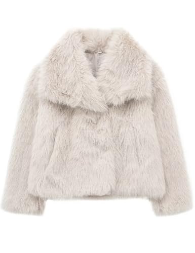 Haellun Women's Faux Fur Coat Long Sleeve Fluffy Jacket Open Fron...