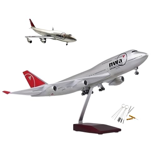 1:130 Large Scale Aircraft Northwest 747 Plane Model Prebuilt Airplane with Stand 10 pcs Tip Cleaner Tool Kit for Adult Aviation Enthusiasts Gifts or Display Decorations(Normal)