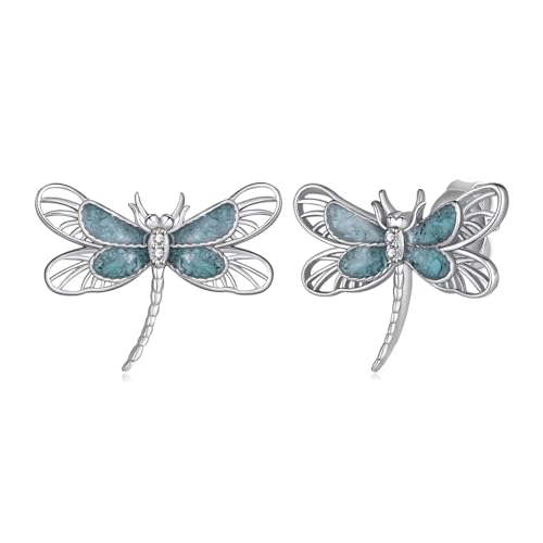 Boucles d'oreilles libellule en argent 925 et turquoise véritable