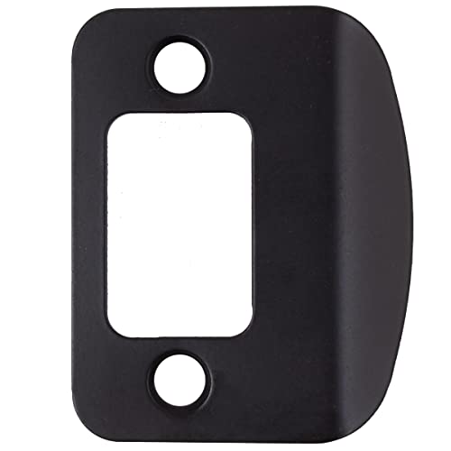 Stone Harbor Hardware Full Lip Round Corner Deadbolt Strike Plate 2-1/4 Inches 1-5/8 Center-to-Center Matte Black